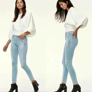 Citizens of Humanity Rocket Crop High Rise Sculpt Skinny Jeans Metallic Blue  26